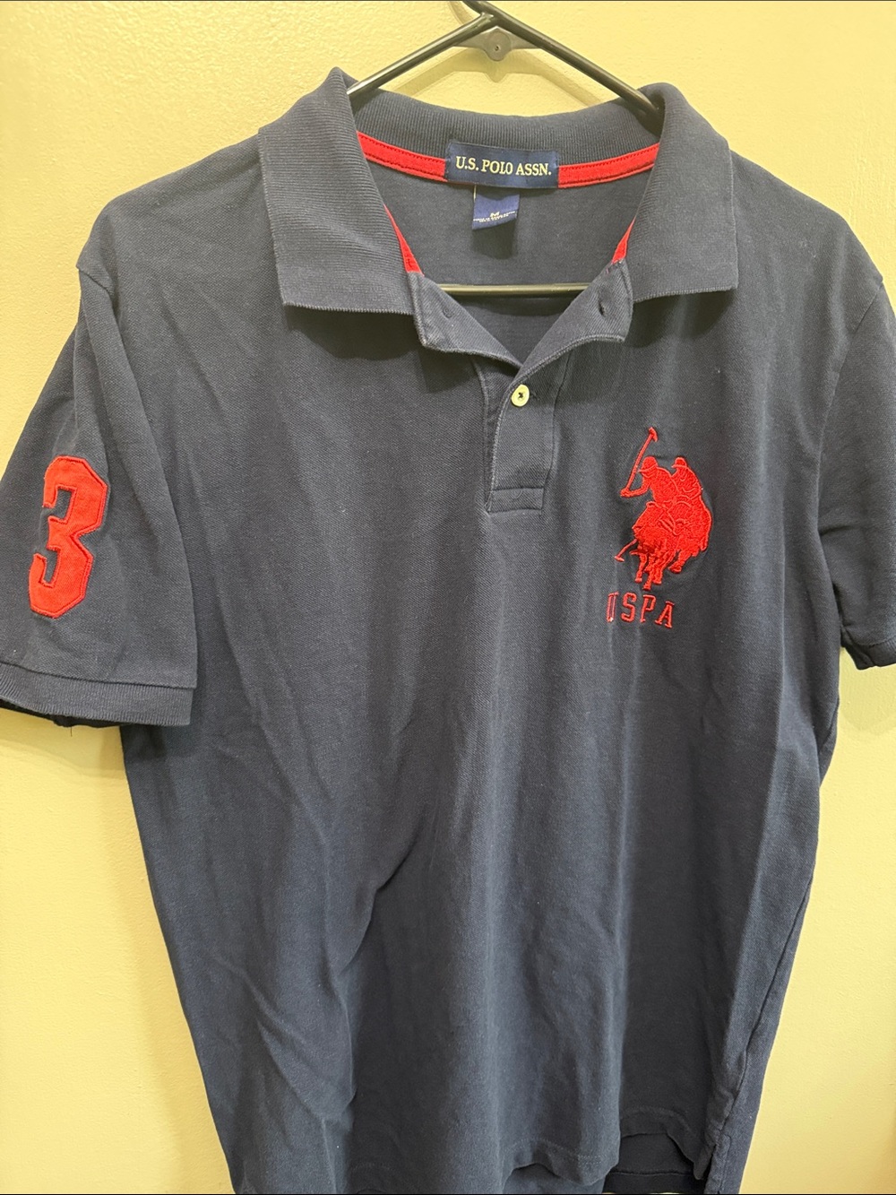 U.S. Polo Assn. Navy Polo with Red Embroidered Logo and Sleeve Patch